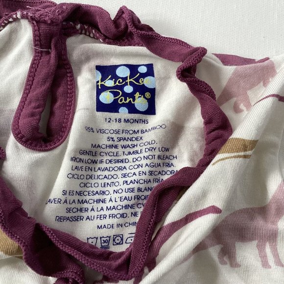 Kickee Pants Dinosaur Print Romper - White and Purple - Picture 6 of 7